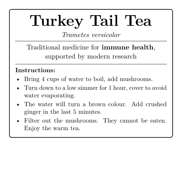 Turkey Tail Mushrooms label